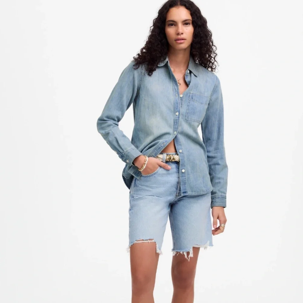 Madewell Denim/Chambray Top (Dark Denim) - Picture 2 of 4